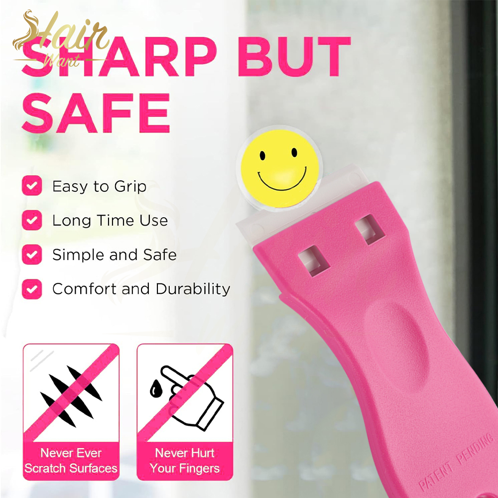 Grattoir de rasoir en plastique pour enlever l'adhésif et les autocollants, pour verre, fenêtres et surface, livres, phérique à double tranchant inclus