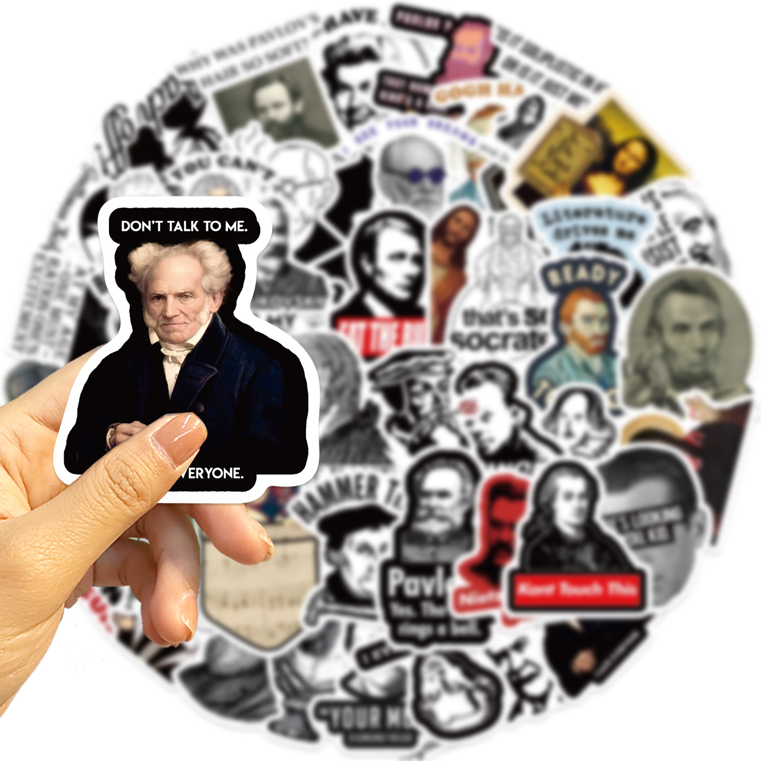 50Pcs World Philosophy Writers and Celebrities Stickers Paintings DIY Waterproof Stickers Decorate Laptop Guitar Skateboard