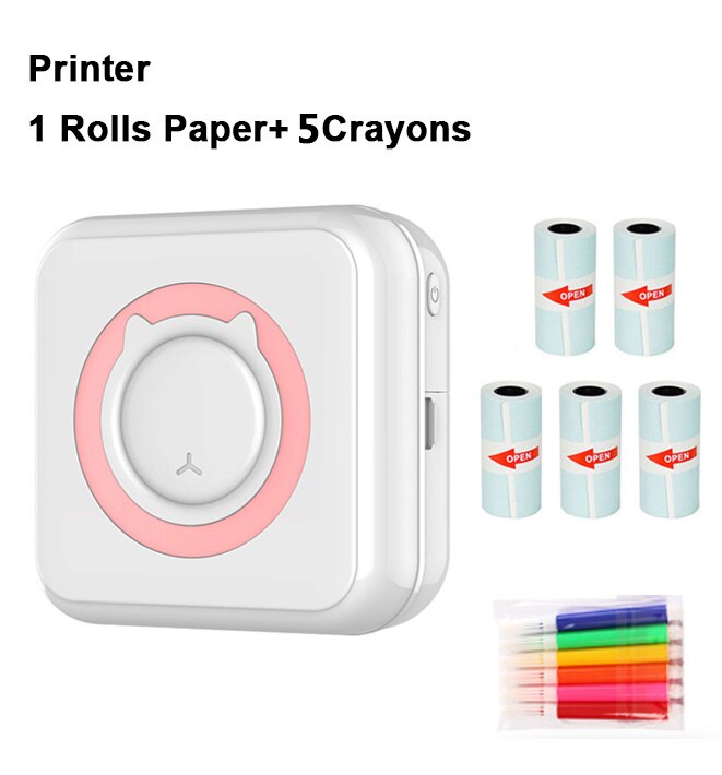 Pocket Thermal Printer Portable Mini Wirelessly BT Connect 200dpi Photo Label Memo List Printing Wireless Printer Clearly: pink-JDYZ-5-C