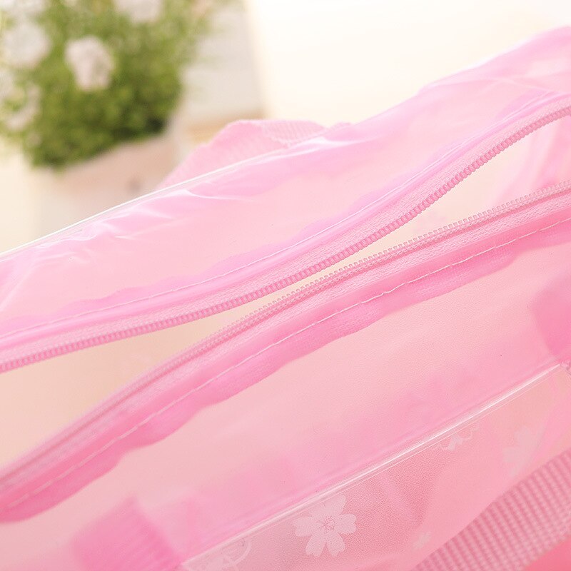 Flower Women Cosmetic Bag Transparent PVC Makeup Bag Case Travel Neceser Small Toiletry Wash Organizer Set Pouch