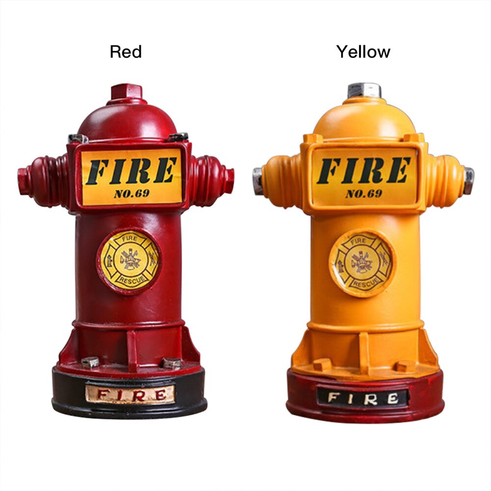 Resin Fire Hydrant Piggy Bank Fire Extinguisher Figurines Ornament for Home Vintage Soft Decoration for Kid Birthday