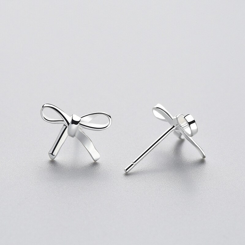 INZATT Romantic Geometric Hollow bow-knot Stud Earrings Real 925 Sterling Silver Fine Jewelry For Charm Women Anniversary