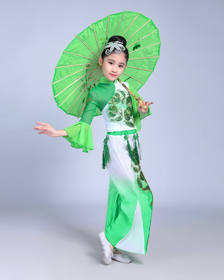 Traje de baile nacional de la etapa de paraguas de la danza clásica de las muchachas de la danza tradicional china