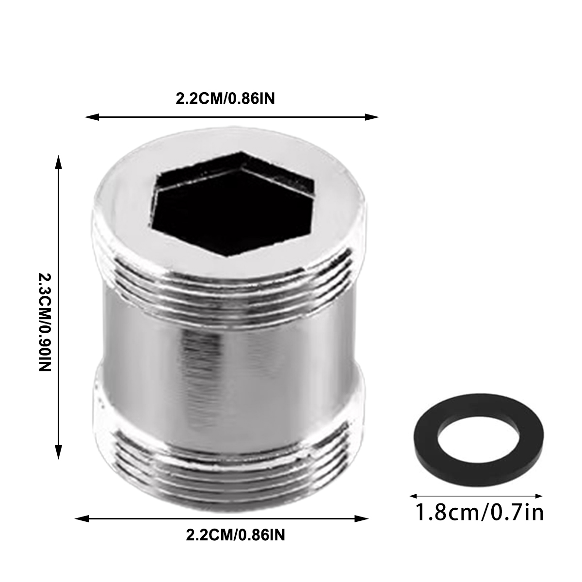 Verlängertes M22 Wechsel auf 16 18 20 22 24 mm männlich X männlich Wasserhahn-Adapter Küche Badezimmer Messing Wasserbandverbindung Kupfer: Silber