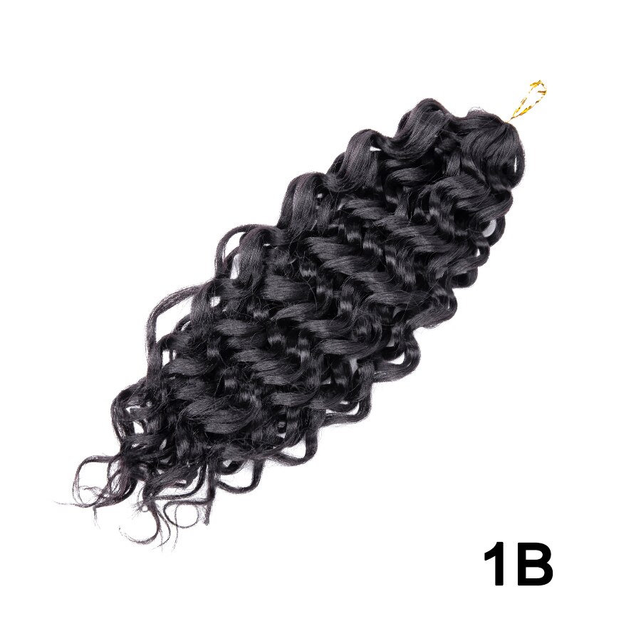 Synthetic Braiding Hair Extensions 18 Inch Ocean Wave Crochet Braid Hair Hawaii Afro Curls Natural Matt Heat Resistant Fiber: 1B