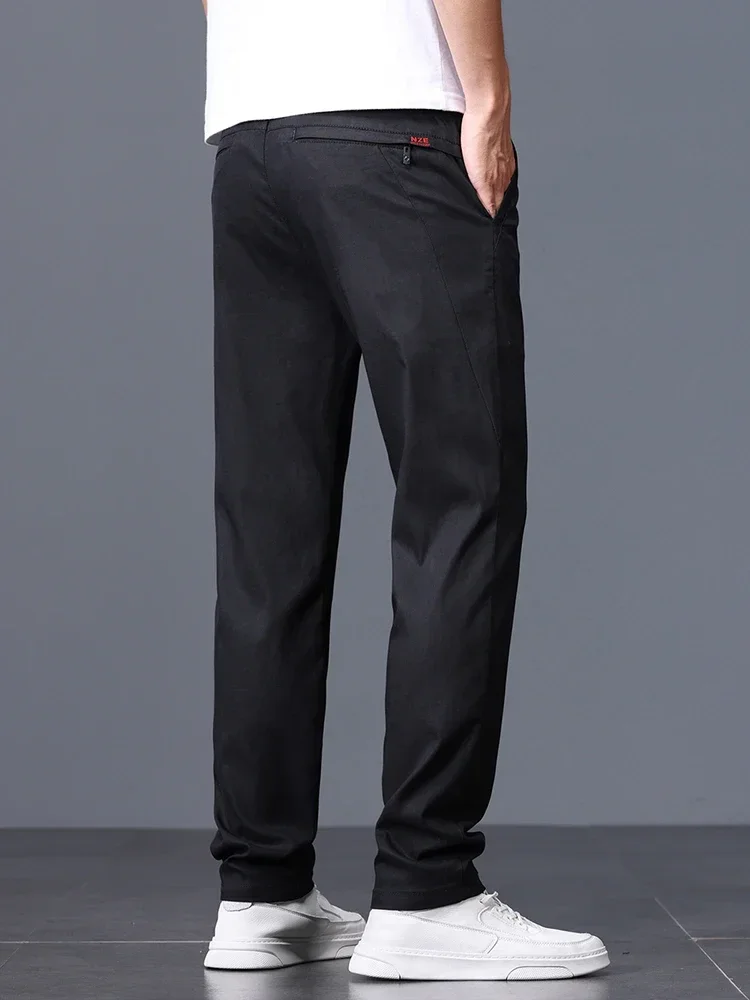 Lyocell mince pantalon mince hommes coréenne respirant d'affaires décontracté Baggy pantalon large pantalon droit