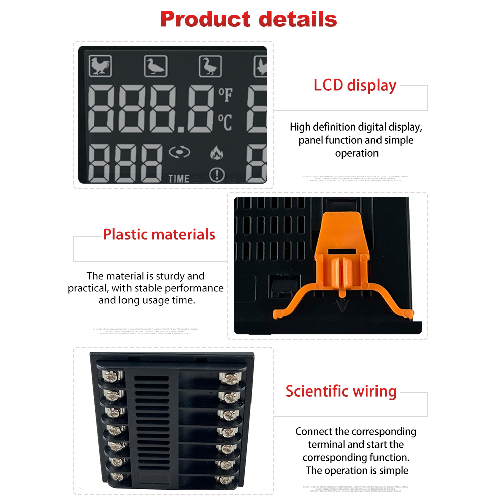 Controlador de incubadora de huevos Digital LCD HT-12, termostato multifuncional, Control de higrostato con sonda del Sensor de temperatura y humedad