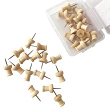 100 Pcs Houten Punaise Board Pins Pushpins Tweekoppige Picture Frame Hanger Houten Nagels Tekening Foto Muur Supply
