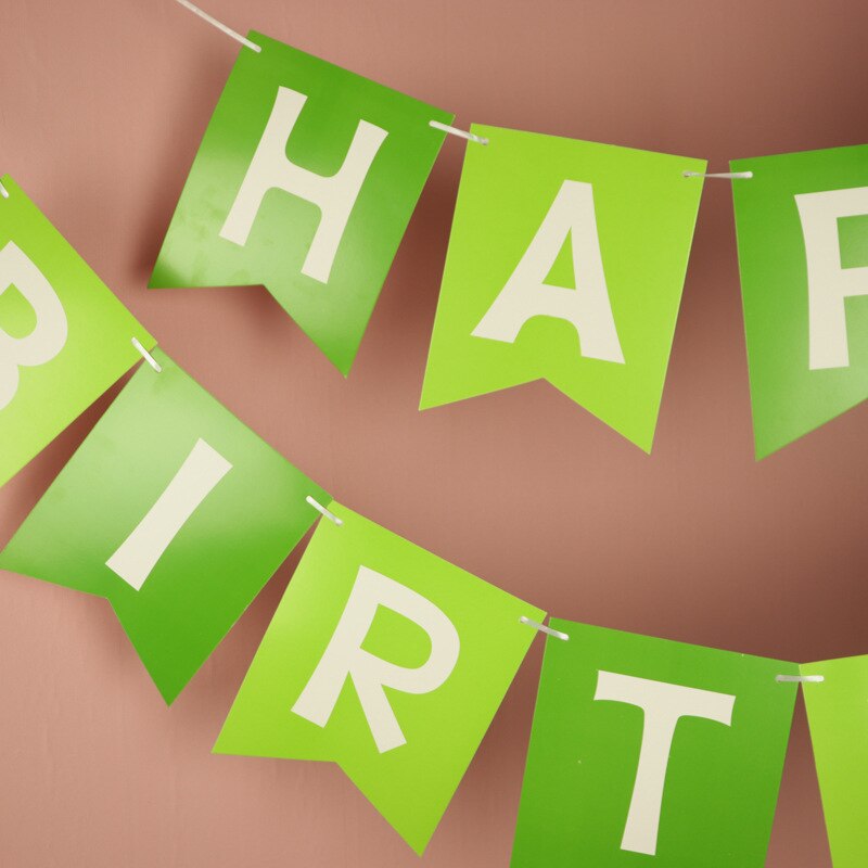 Green Happy Birthday Banner Fish Tail Shape Forest Jungle Animals Theme Birthday Party Decorations Dinosaur Party Supplies