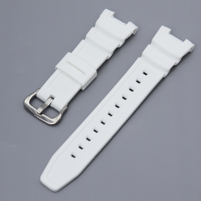 Für Casio SGW100 Harz Armbinde Geeignet SGW-100 Männer Gummi Wasserdichte Sport Gurt Ersatz Armbinde Uhr Zubehör: Schwarz Weiß