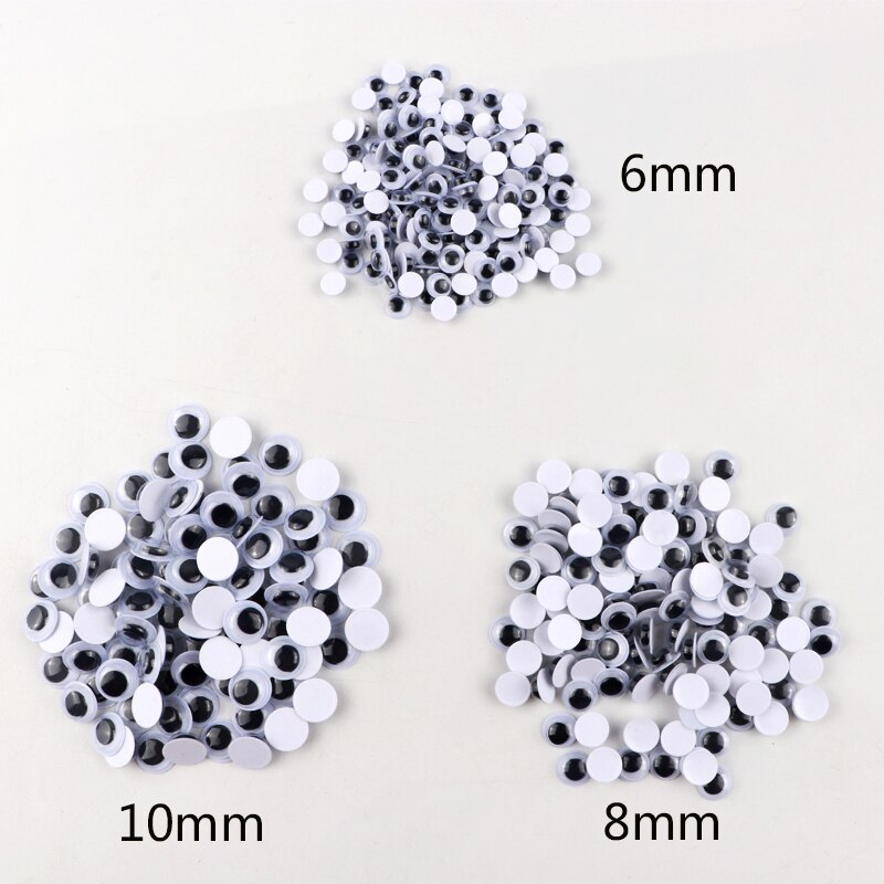 Ojos giratorios 3D para actividades, globo ocular móvil de 6mm, 8mm, 10mm, Ojos de plástico negro, juguetes para manualidades creativas hechas a mano,