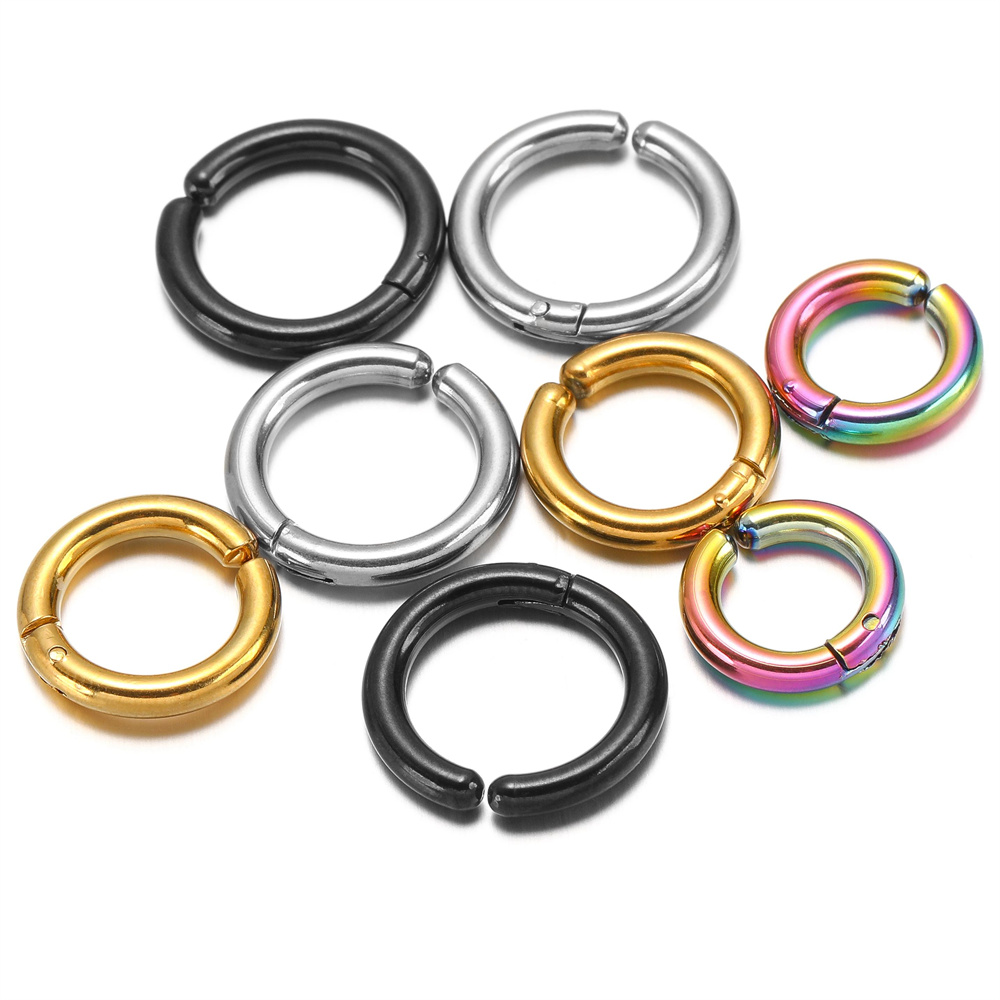 6pz/3coppie Orecchini a clip per orecchio in acciaio inossidabile per donna Uomo non penetrante Cerchio per orecchio rotondo Orecchini finti punk Gioielli per orecchio semplice