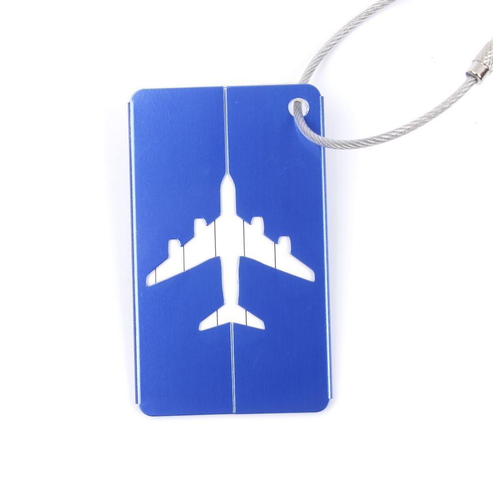 Draagbare Bagage Tags Aluminium Tag Koffer Id Naam Adres Houder Vliegtuig Bagage Boarding Label Kaart Reizen Accessoires: blue