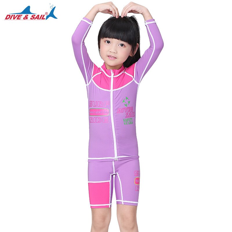 Wetsuits Kinderen Een Stuk Zwemmen Draagt Duikpakken Korte Mouwen Jongens Meisjes Surfen Kinderen Rash Guards