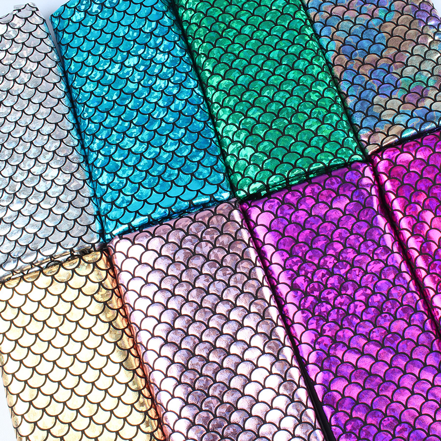 Bañador estampado de sirena de LICRA con holograma brillante, tela elástica de escamas de pescado, traje de baño de bailarina, 60 &quot;de ancho por yarda