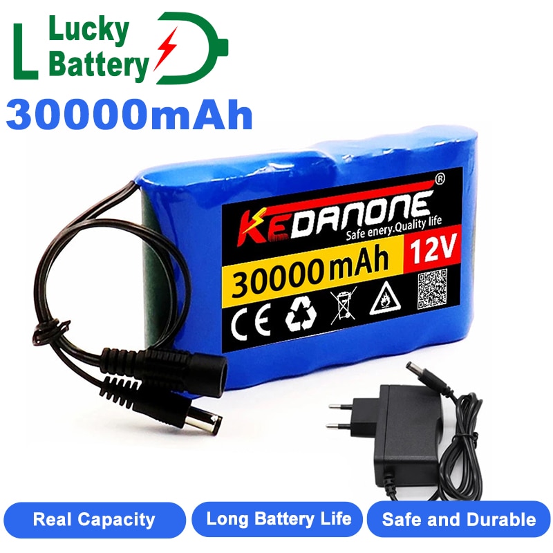 Lucky Rechargeable Battery 12V 30000mah Lithium Battery Pack Capacity DC 12.6V 30Ah CCTV Cam Monitor with Charger