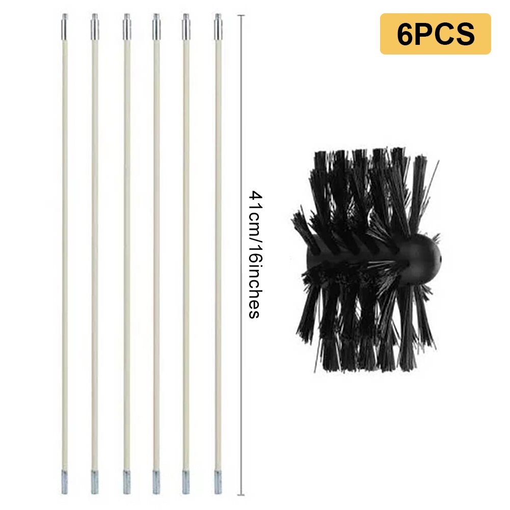 6/12M Nylon Rod Rotary Chimney Cleaning Kit Indoor Chimney Cleaning Brush And Rod Kit For Clean The Fireplace Flue: 4.1M 6Rod