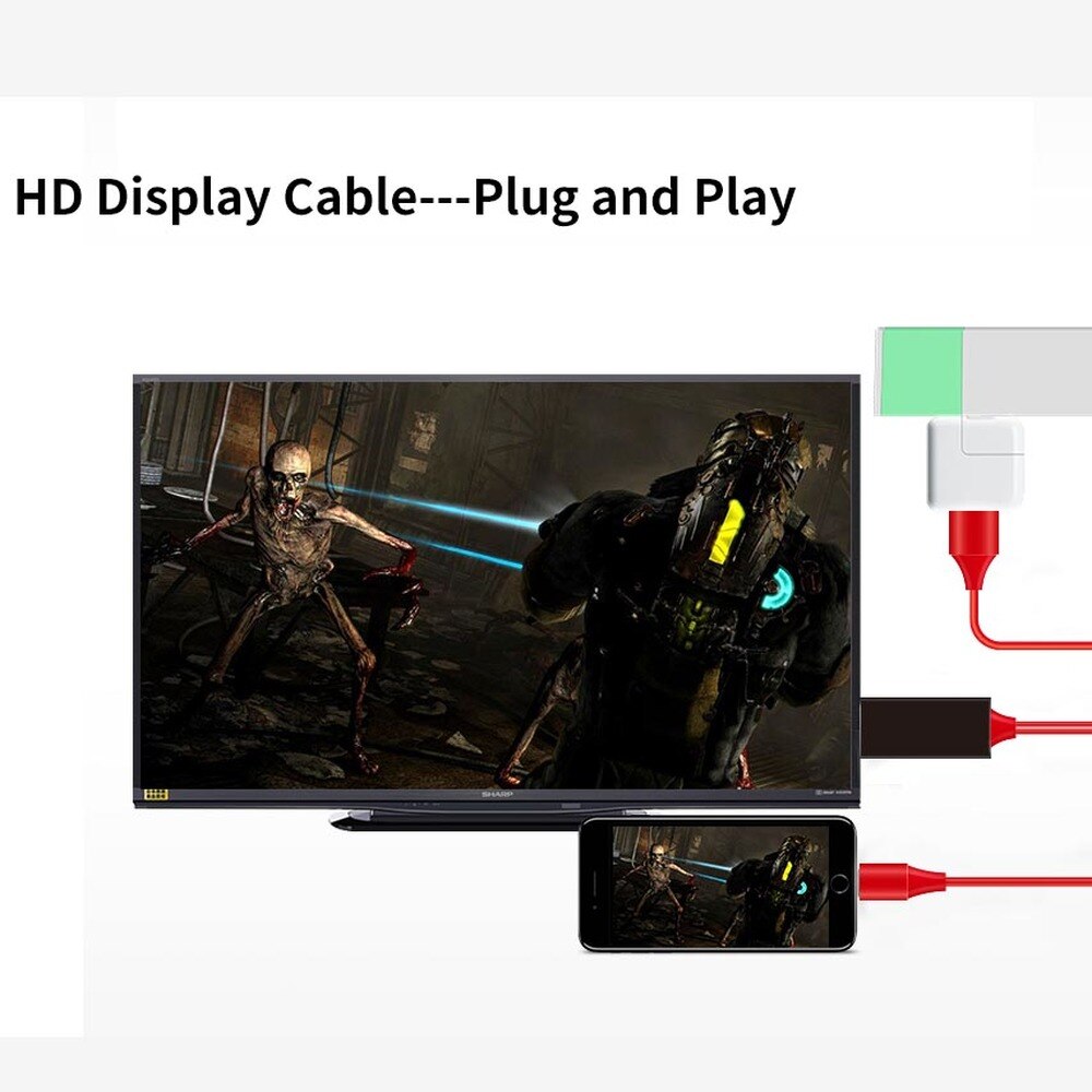 Hdmi 2m kabel for iphone  x 8 8 plus 7 7 plus 6 6s 5 5s 5s kabel adapter hdtv tv  hd1080p adapter hdmi