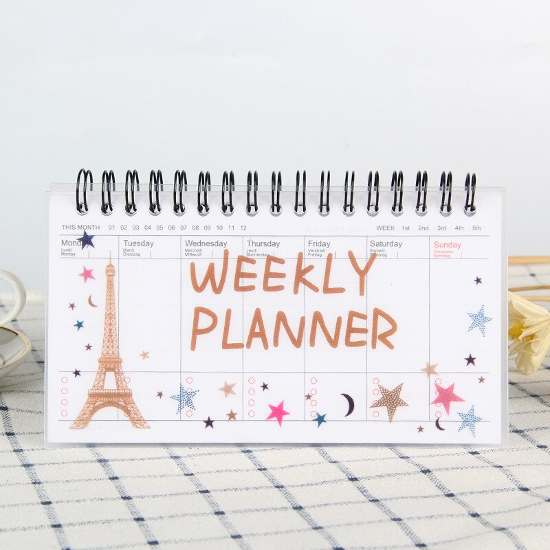 Kawaii Weekly Planner Notebook Journal Agenda 2023 2022 Cure Diary Organizer Schedule School Stationary Office Supplies: Roze