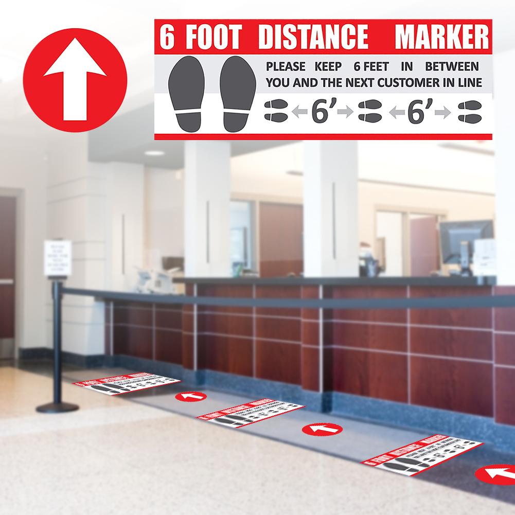 6 Feet Social Distance Marker Floor Sign Stickers Public Safe Distancing For Businesses Stores Entrances Checkout Floor Label