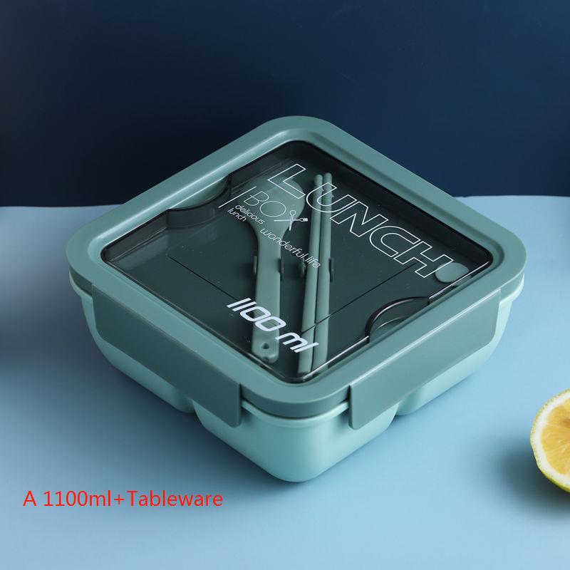 Lunch Box for Students and Office Workers with Tableware Can Be Heated By Microwave Oven Bento Lunch Box Snack Container: A1