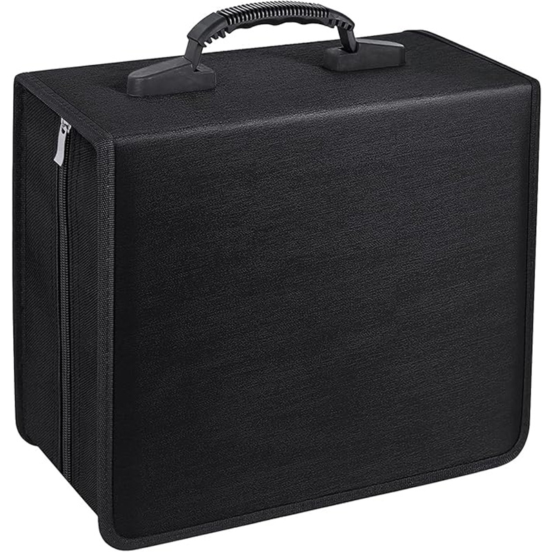 CD Case, 400 Capacity DVD Case Holder, Heavy Duty Zipper Protective Movie Media Storage Organizer Binder Wallet for Car Home Off: black