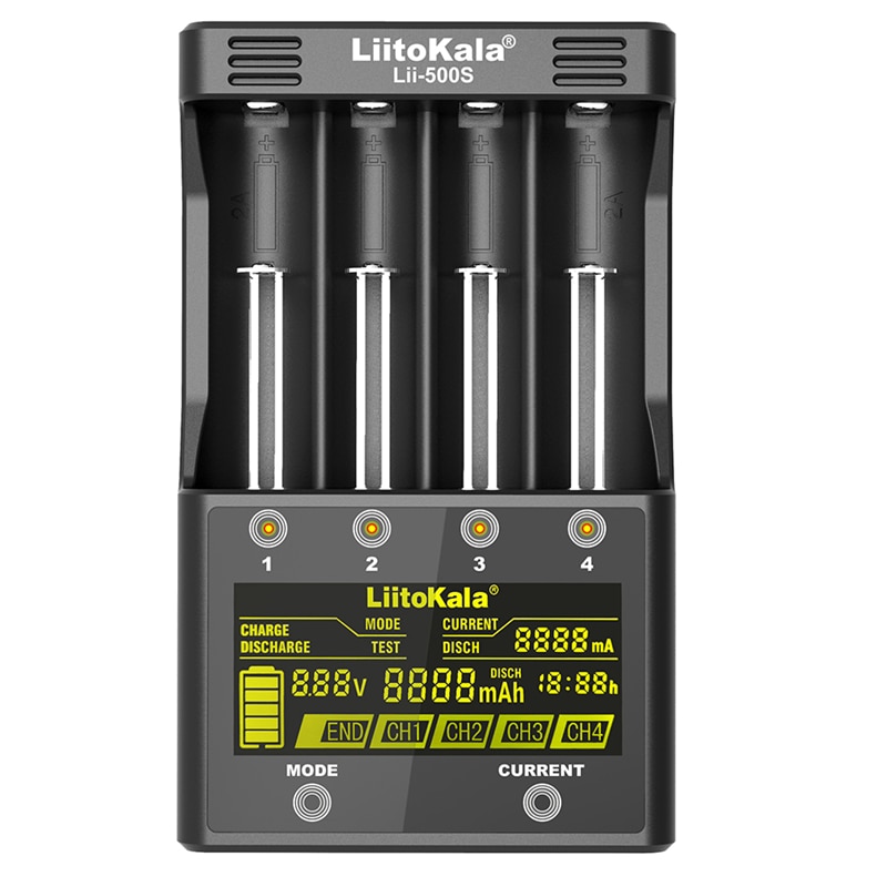LiitoKala lii-500S 18650 cargador de batería US/EU pantalla LCD de litio/NiMH 26650 AA, AAA Control táctil de cuatro corrientes