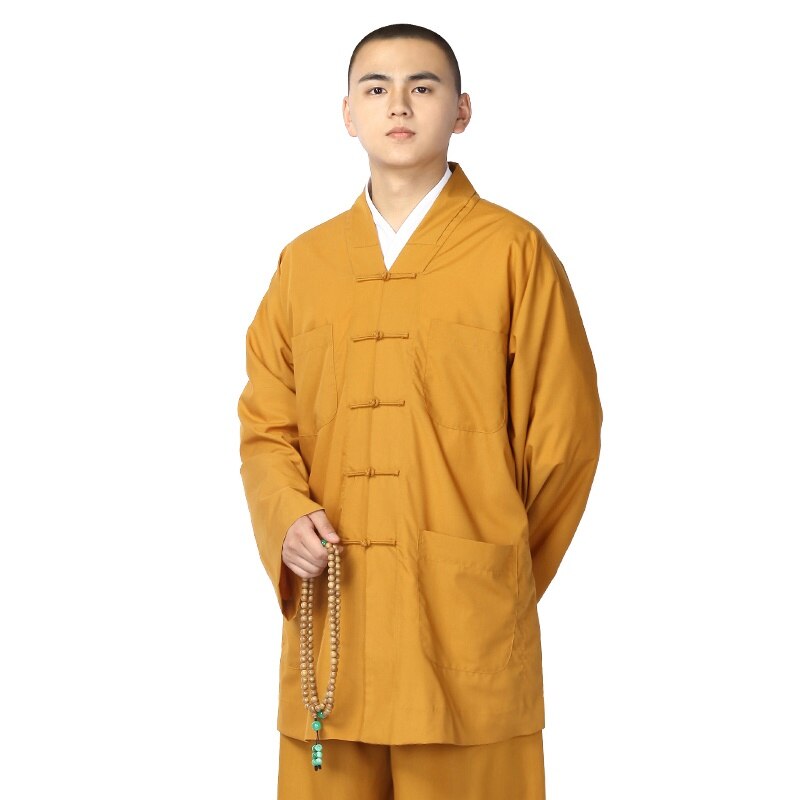 Buddhist monk robes clothing costume male shaolin monk meditation clothes mala shaolin monk robes clothing TA525: 1 / M