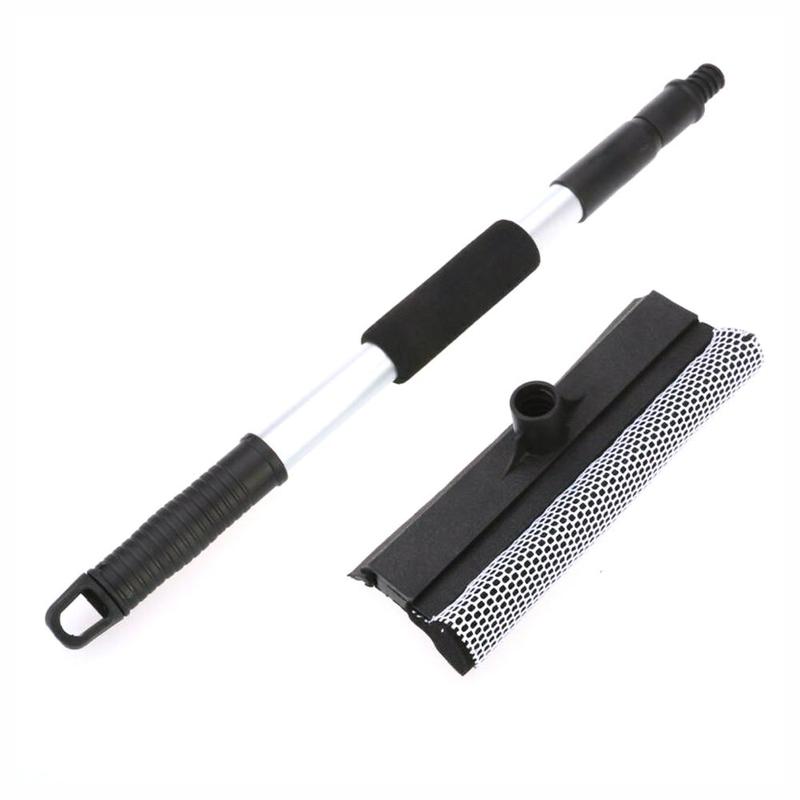 Double-side Telescopic Rod Window Cleaner Stainless Brush Glass Steel Retractable Cleaning Squeegee Wiper Too T7M9