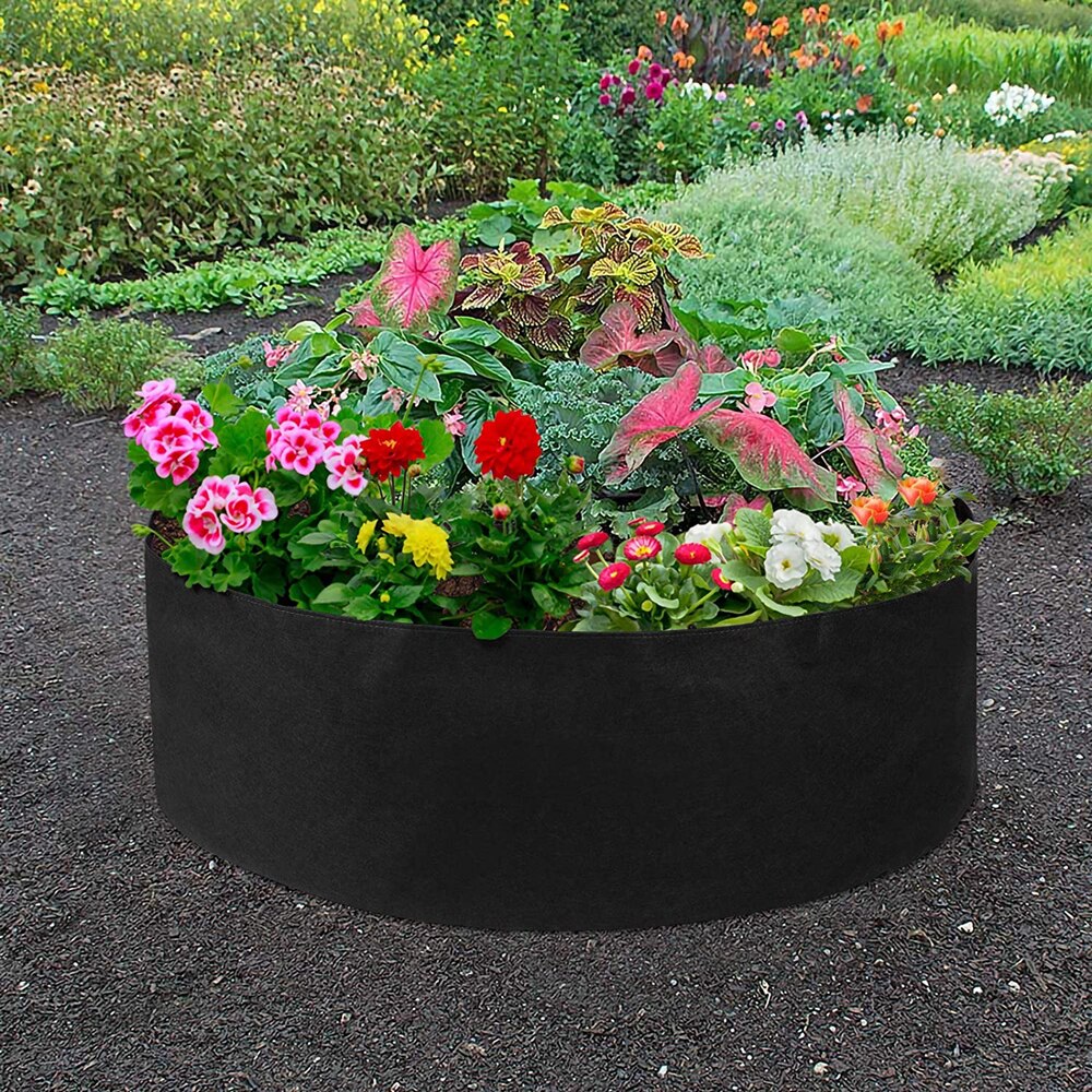 50/100 Gallons Fabric Garden Raised Bed Round Planting Container Grow Bags Fabric Planter Pot Green Garden iron Fence