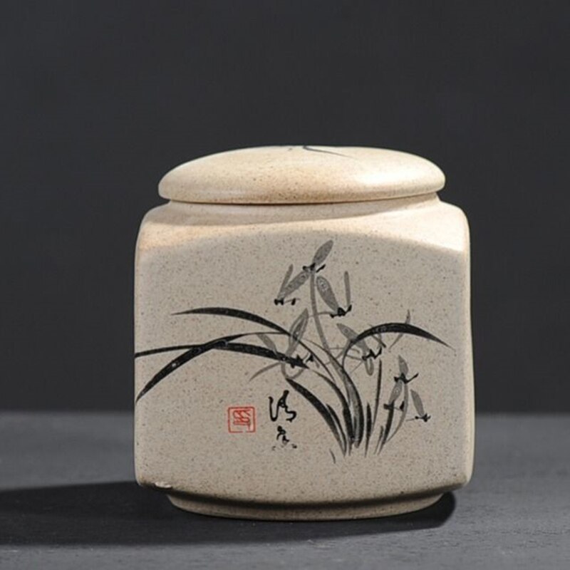 Tea Cake Jar Tea Jar Coarse Pottery Jar Ceramic Cans Seal Cans Laminated Tank Been Nuts Tank Spices Storage Tank Bean Cans: cutaolan