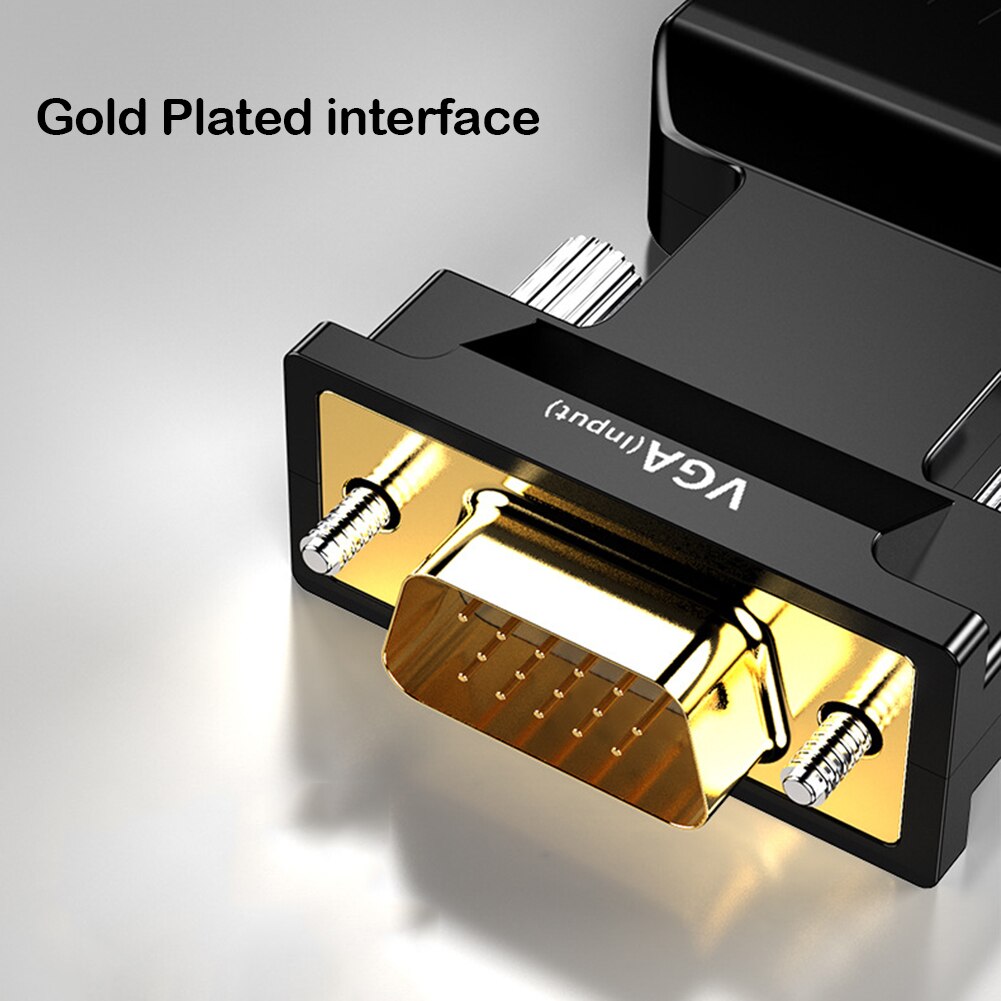 Durevole convertitore da VGA a HDMI compatibile con adattatore Audio Video convertitore Audio Video analogico ampiamente compatibile 62x34x15.5mm