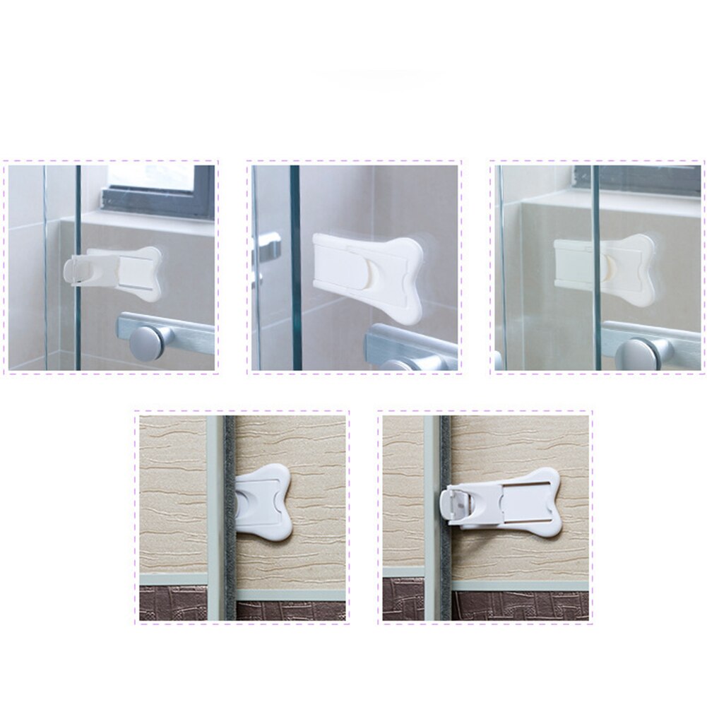 Window Child Safety Home Wardrobe Stopper Sliding Door Lock ABS Strong Adhesive Household Kids Closet Baby Protection No Screws