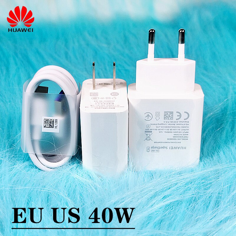 Original Huawei 40W Aufzurüsten USB Schnelle Ladegerät 10V 4A Adapter 5A Typ C Kabel für Honor 10 Magie p20 P30 pro p40 pro mate 30