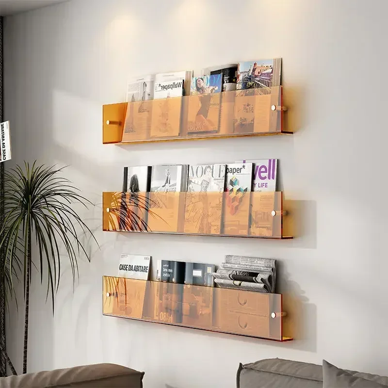 Estante de almacenamiento de revistas para decoración de pared de acrílico transparente INS, libro de imágenes para niños, periódicos, registros, Shef montado en la pared, 1 Uds.