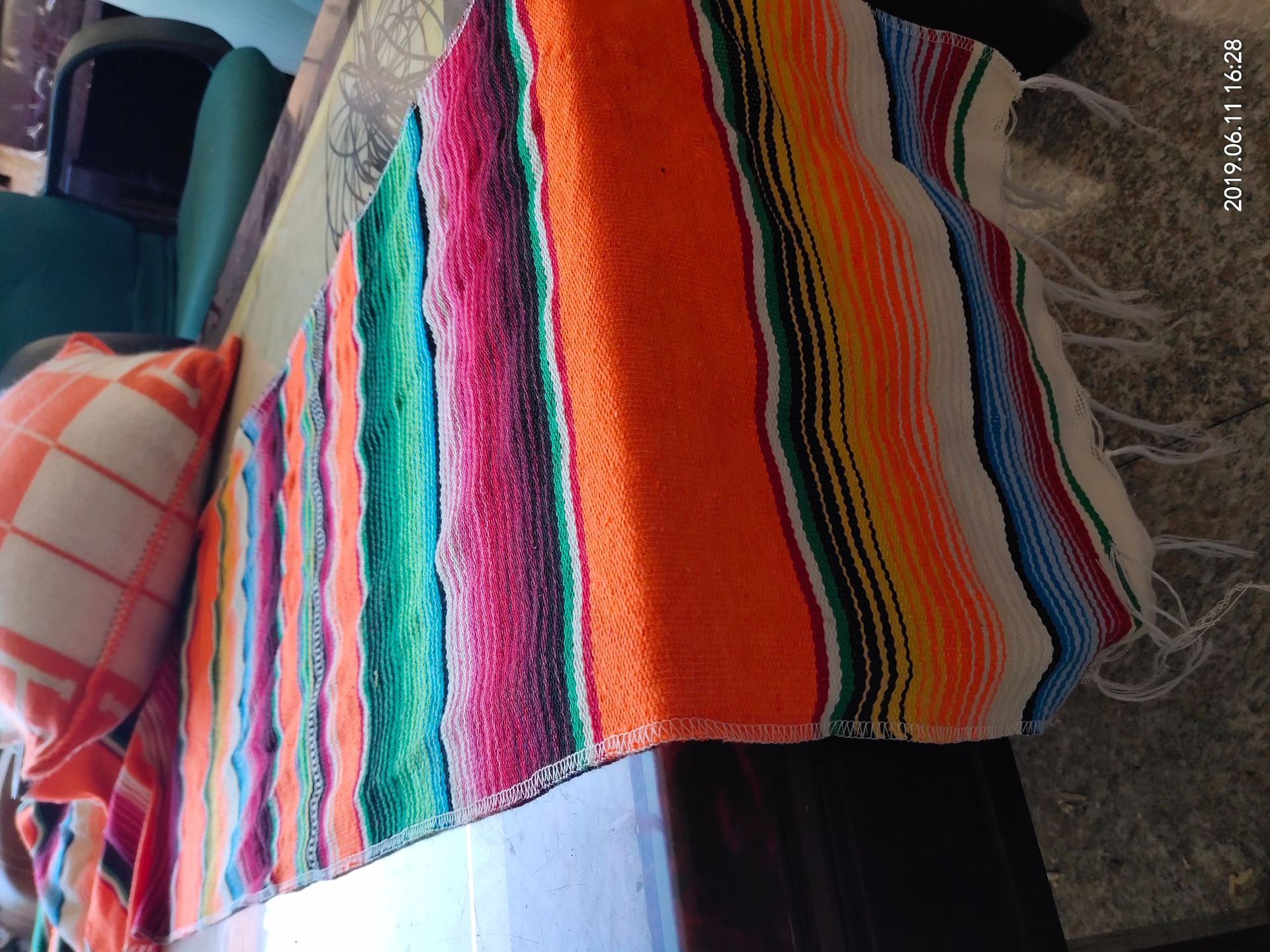 35*210cm regnbue bordløber stribe bordløbere med kvast mexicansk dug til bryllupsfest bomuldsdug flag: Orange