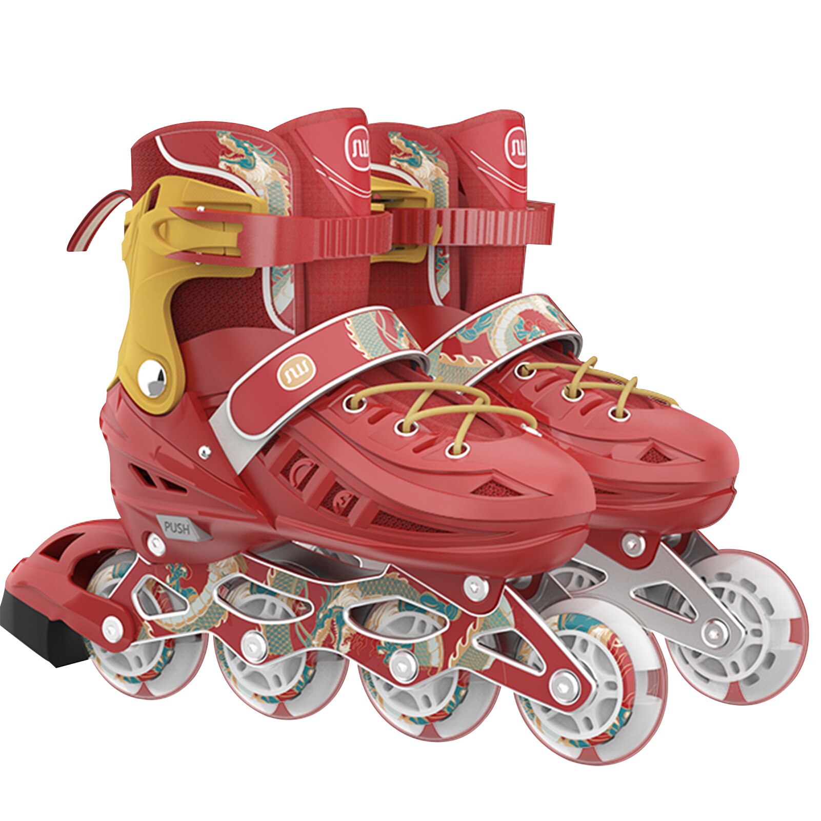 Inline Skates Outdoor Roller Skates Sneakers Adjustable Rollerblades Illuminating Wheels Adult Tracer Adjustable 4 Rodas PU Glow: Red  2732