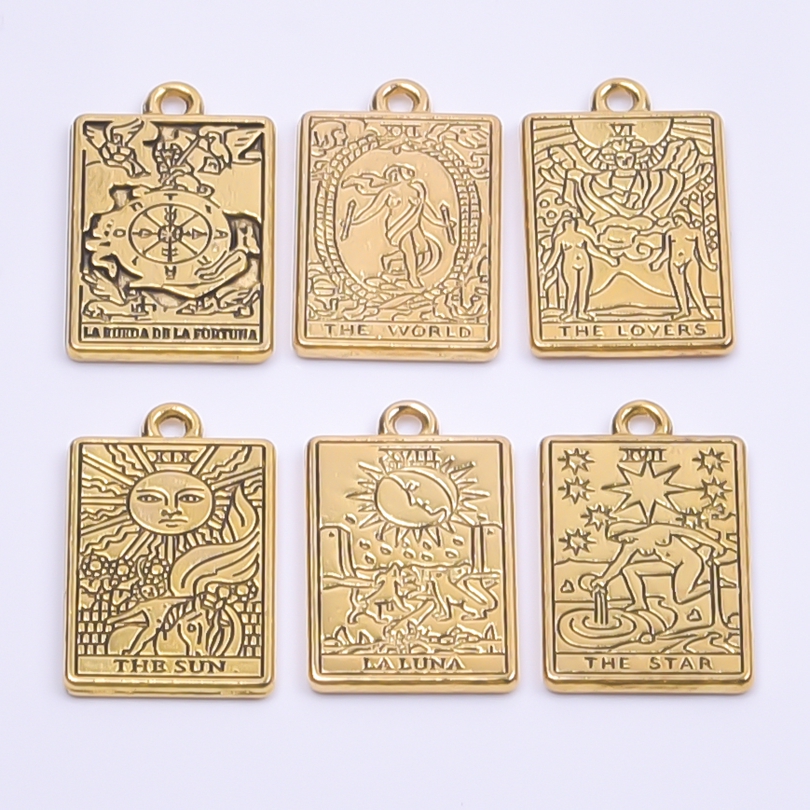 10pcs/lot Gold Plated Tarot Accessories DIY Bulk Alloy Pendant Charm for Jewelry Making Necklace Earrings DIY Material