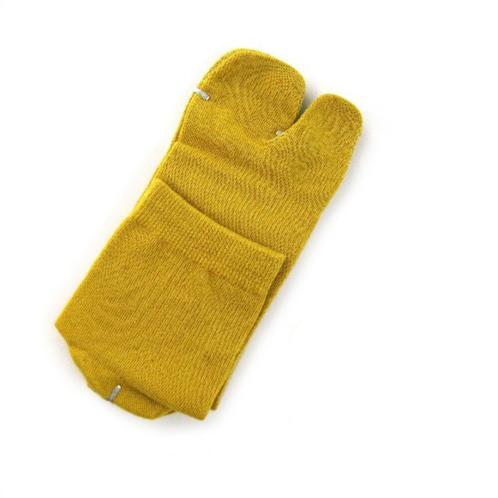 Tongs Kimono japonais pour hommes et femmes, 9 couleurs, sandales à bout fendu, chaussettes Tabi Ninja Geta, fendues à 2 orteils, en coton: yellow