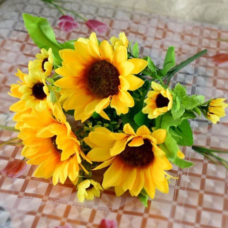 Artificial Sunflower Simulation Sunflower Bouquet for Home Wedding Garden Party Table Shooting Prop Decoration: A
