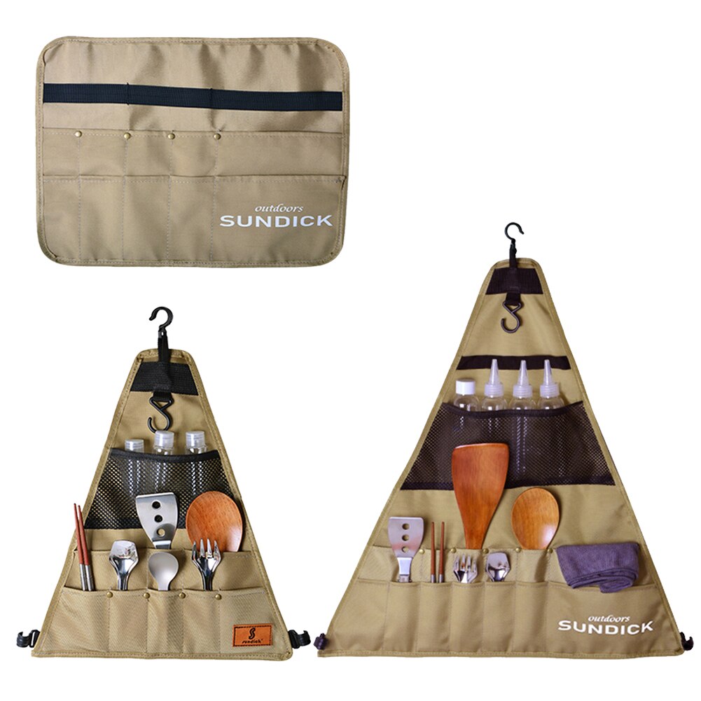Sundick 900d oxford klut camping piknik servise oppbevaringspose bærbar grill bestikk arrangør utendørs hengende holder poser