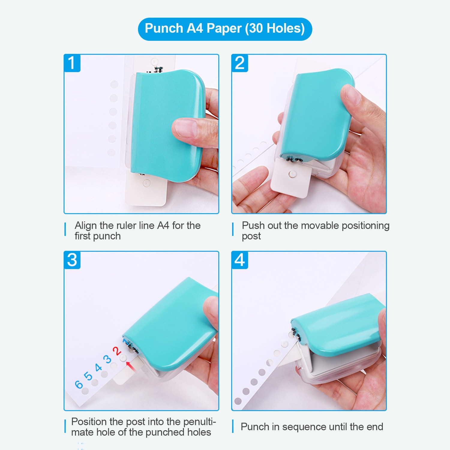 KW-trio A4 A5 B5 6-Hole 6mm Paper Punch Handheld Metal Hole Puncher 5 Sheet Capacity for Notebook Scrapbook Diary Planner