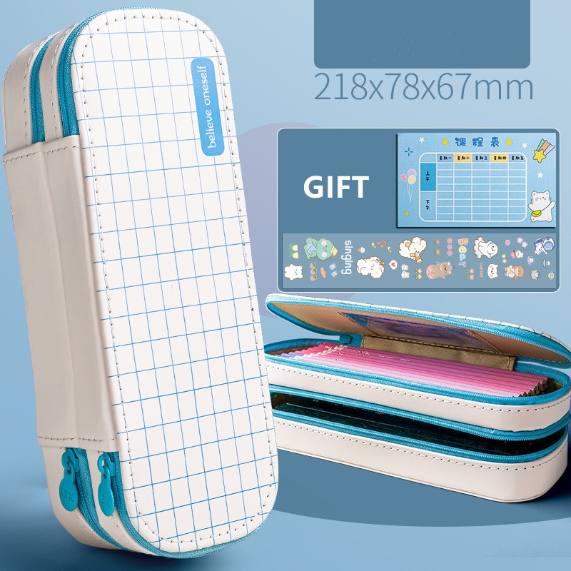 Double check canvas pencil case cute stationery box Large capacity Pencil cases for student pen case kawaii school supplies