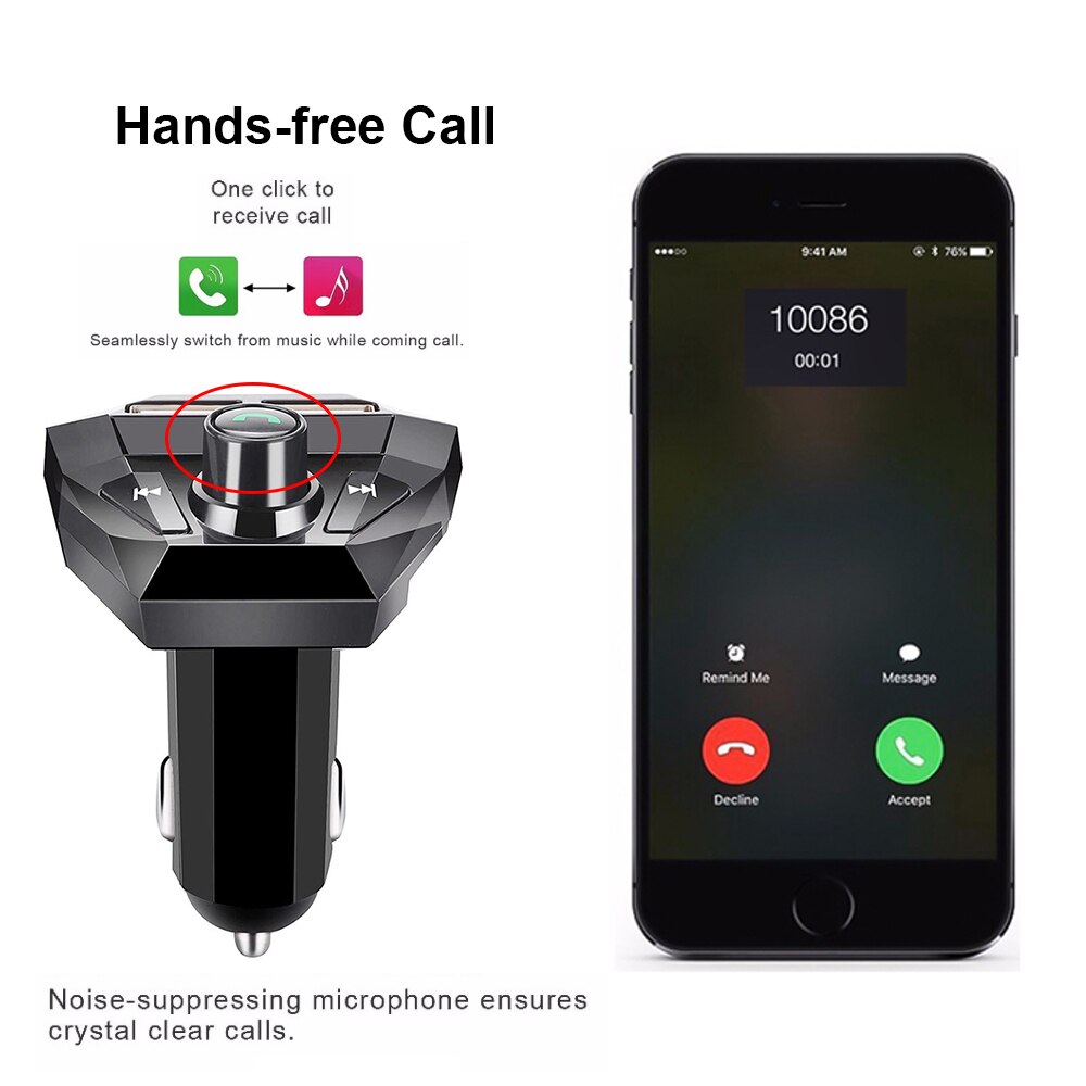 Freisprecheinrichtung fürs auto, bluetooth-kompatibel, 5.0 kabellose fm-transmitter für  mp3 spieler , 3.1a usb-ladegeräte, autozubehör mit led-anzeige