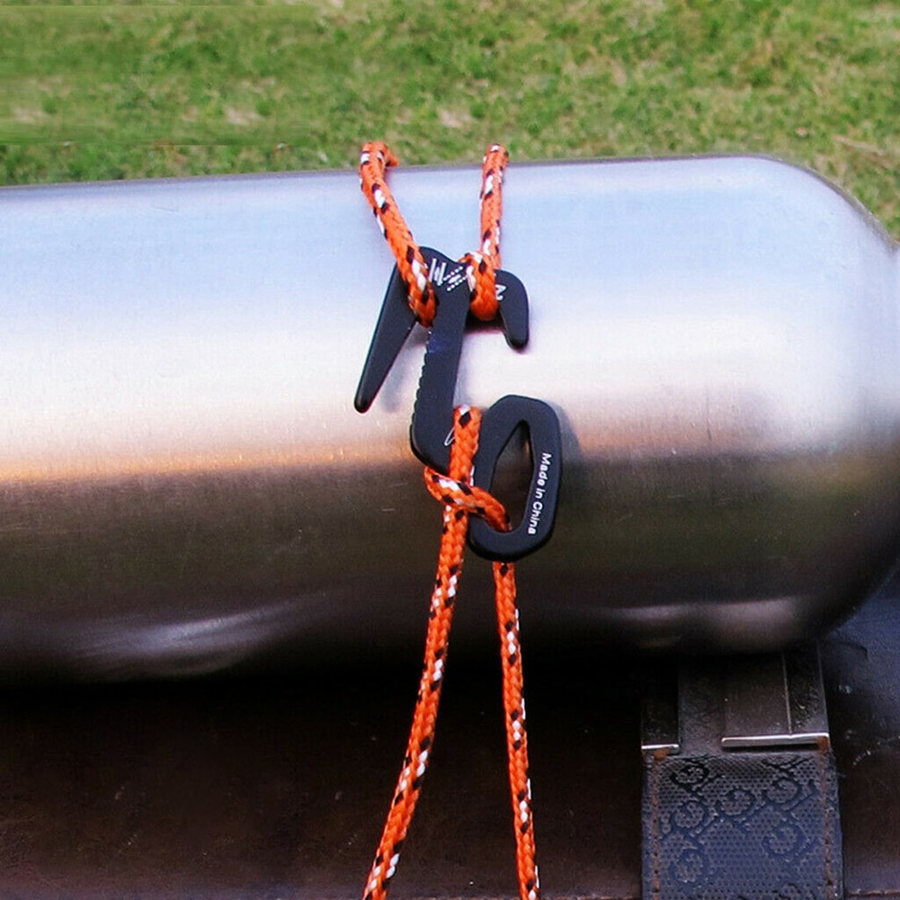 2 uds. 9 formas de aleación de aluminio para acampar al aire libre senderismo nudos rápidos carpa cuerda de viento tensor gancho hebilla de cuerda de viento herramienta de tapón de cordón