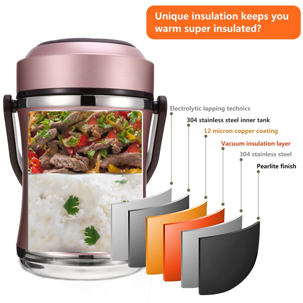 1Pc 1910ml Portable Large Capacity Insulation Food Storage Container