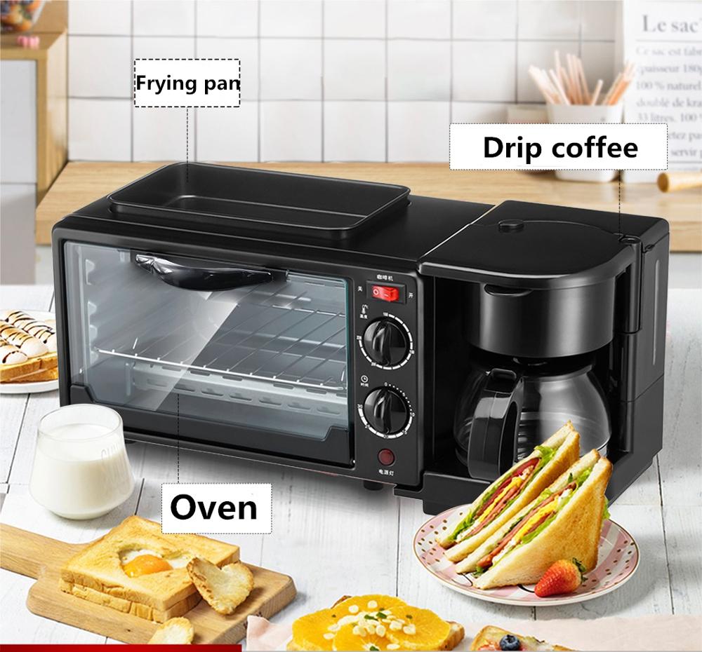 Multifunctional three in one breakfast machine household electric oven toaster frying pan mini oven