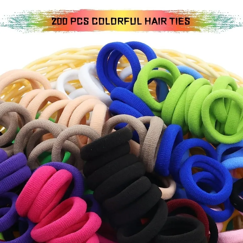 100/500pcs Colorful Nylon Elastic Hair Bands for Women Nylon Scrunchie TiesRubber Band Elastic Hair Band Girl Hair Accessories