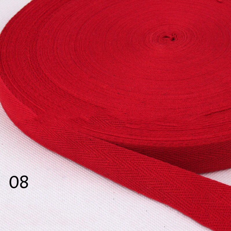 45Meters 10mm Cotton Herringbone Webbing Bias Binding Tape Bag Lable Ribbons for Wrapping Clothes Sewing Accessories DIY Craft: 8 red