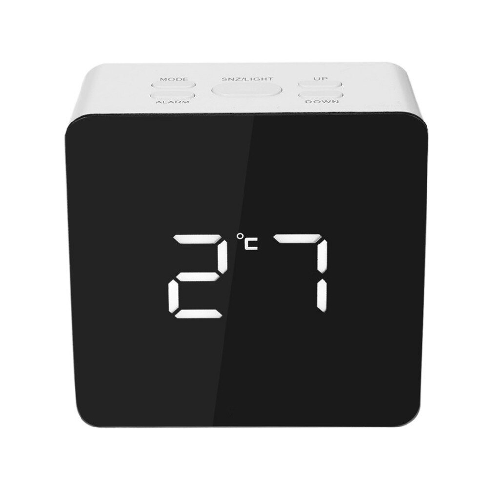 TS-S70 Multifunctionele Digitale LED Wekker Met Temperatuur Snooze Vierkante Vorm Spiegel Klok 2 Licht Luminescentie Niveau